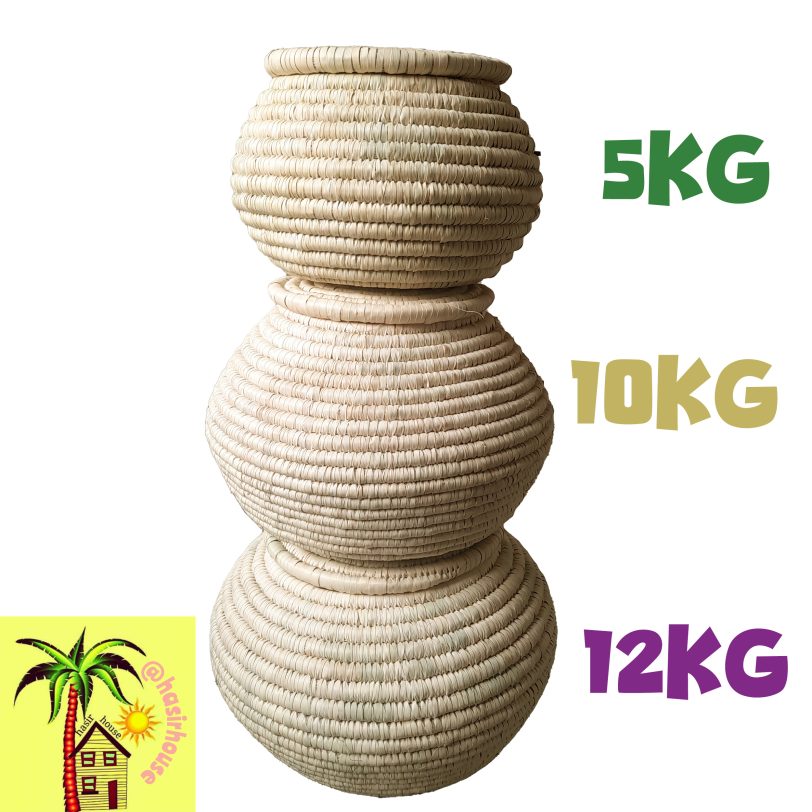 سطل برنج حصیری مدل خمره ای گنجایش 10 کیلوگرم سبد برنج حصیری
